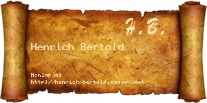 Henrich Bertold névjegykártya